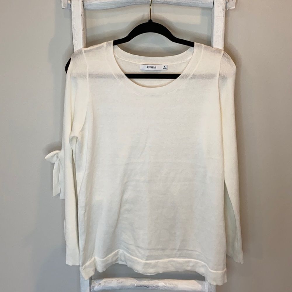 JustFab | Tie Sweater | Off White | Size S